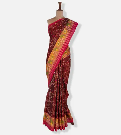Deep Maroon Patola Silk Saree2