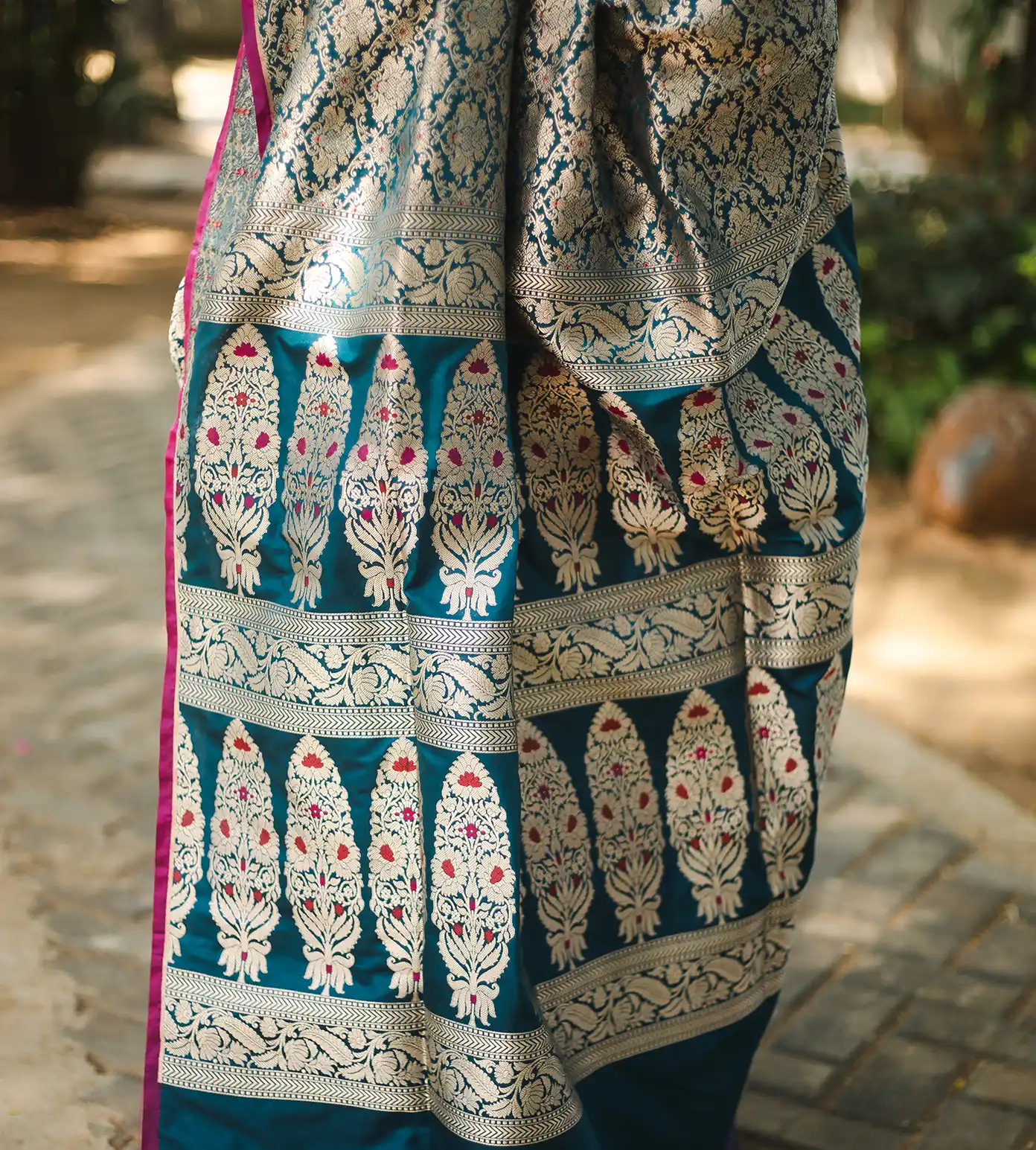 Blue Banarasi Silk Saree4