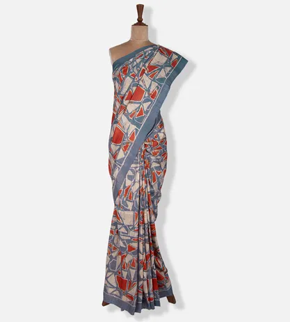 Powder Blue Batik Tussar Saree2