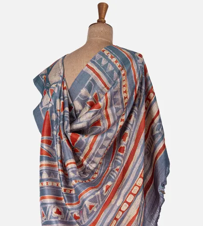 Powder Blue Batik Tussar Saree3