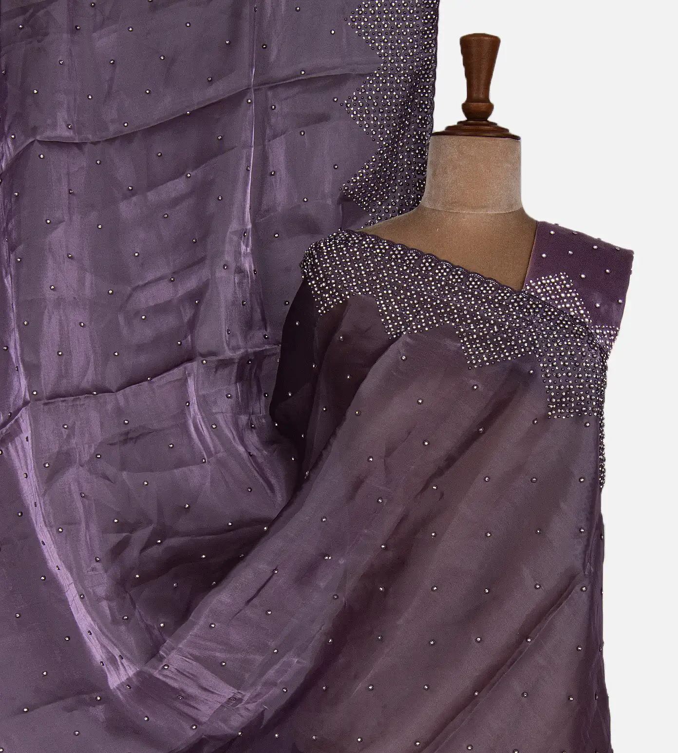 Aubergine Purple Tissue Organza Saree1