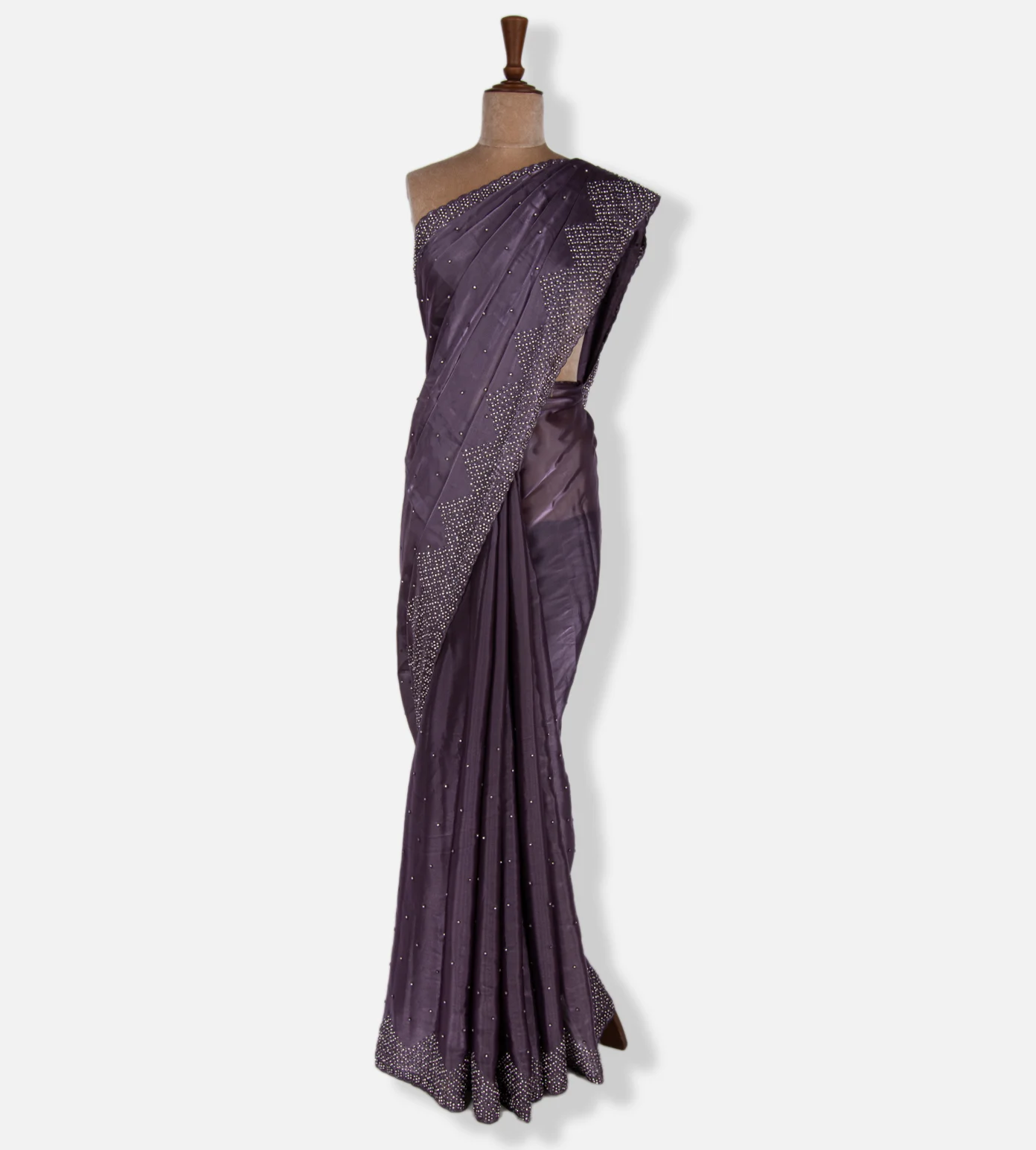 Aubergine Purple Tissue Organza Saree2