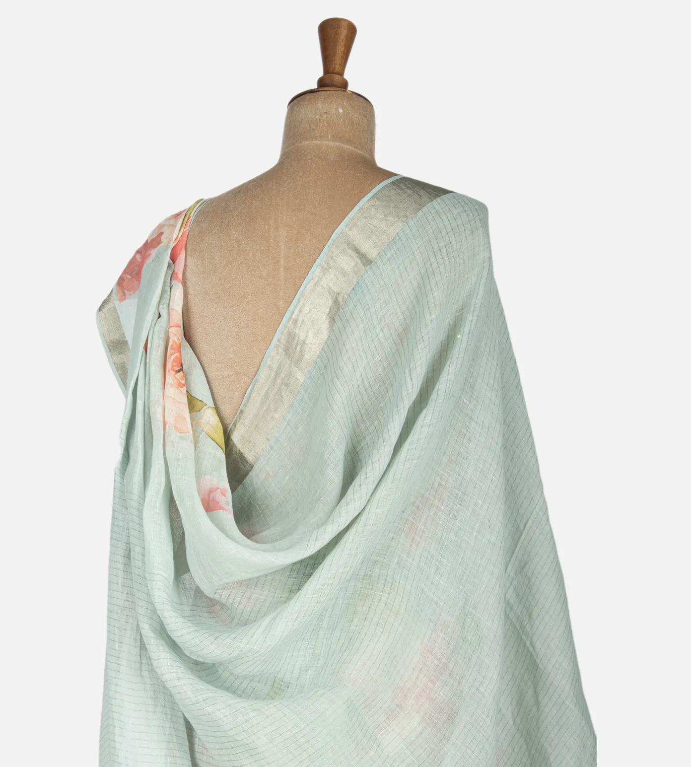 Pastel Blue Linen Saree3