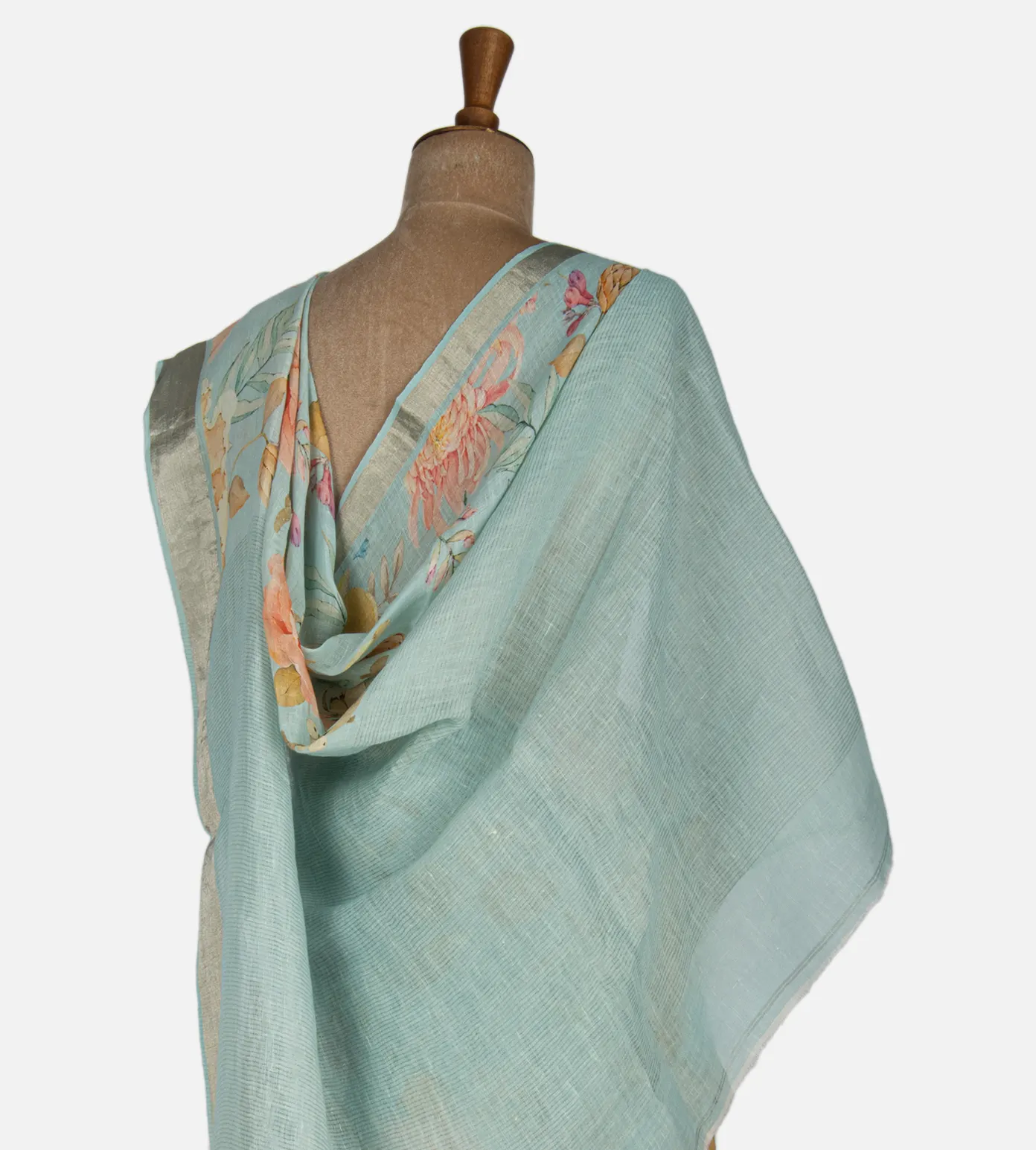 Pastel Blue Linen Saree3