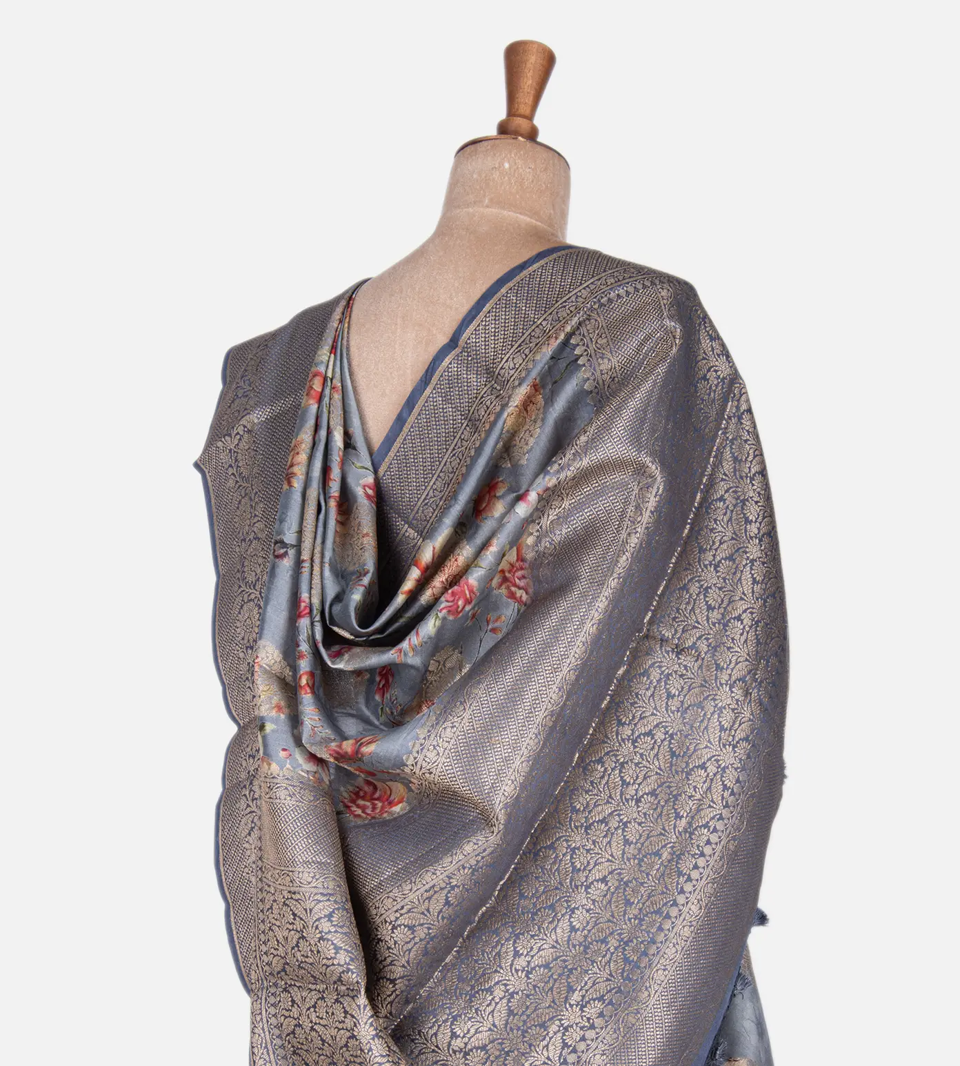 Grey Chaniya Silk Saree3