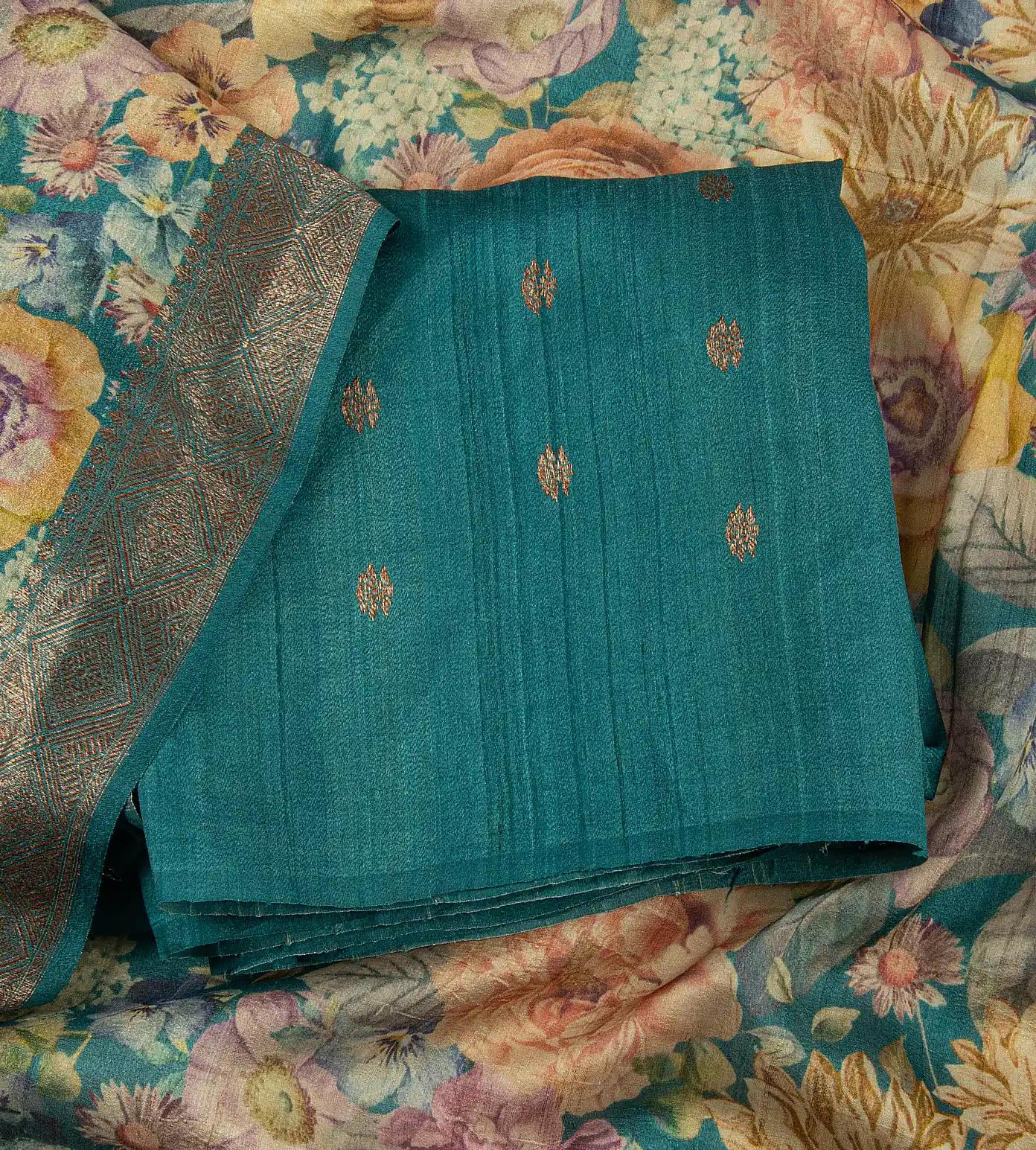 Deep Teal Tussar Georgette  Salwar1