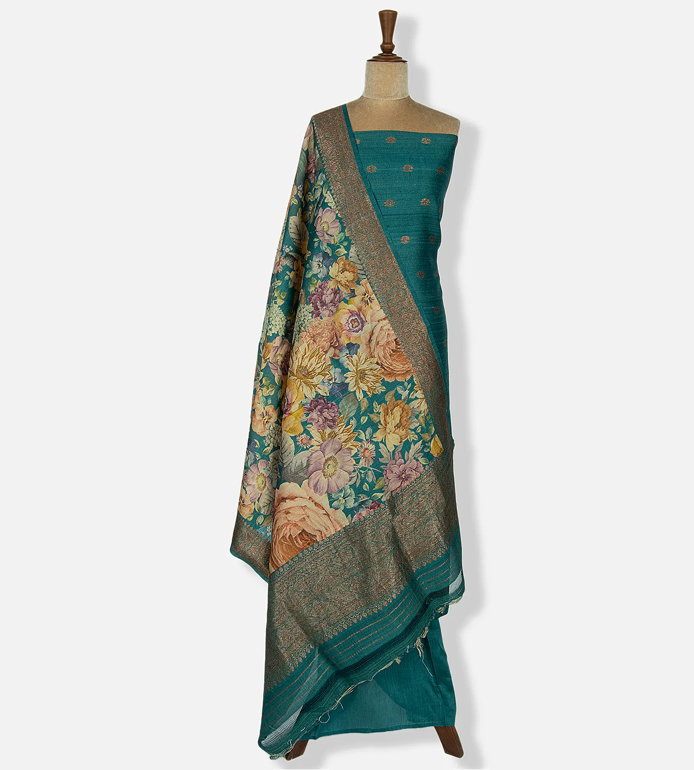 Deep Teal Tussar Georgette  Salwar2