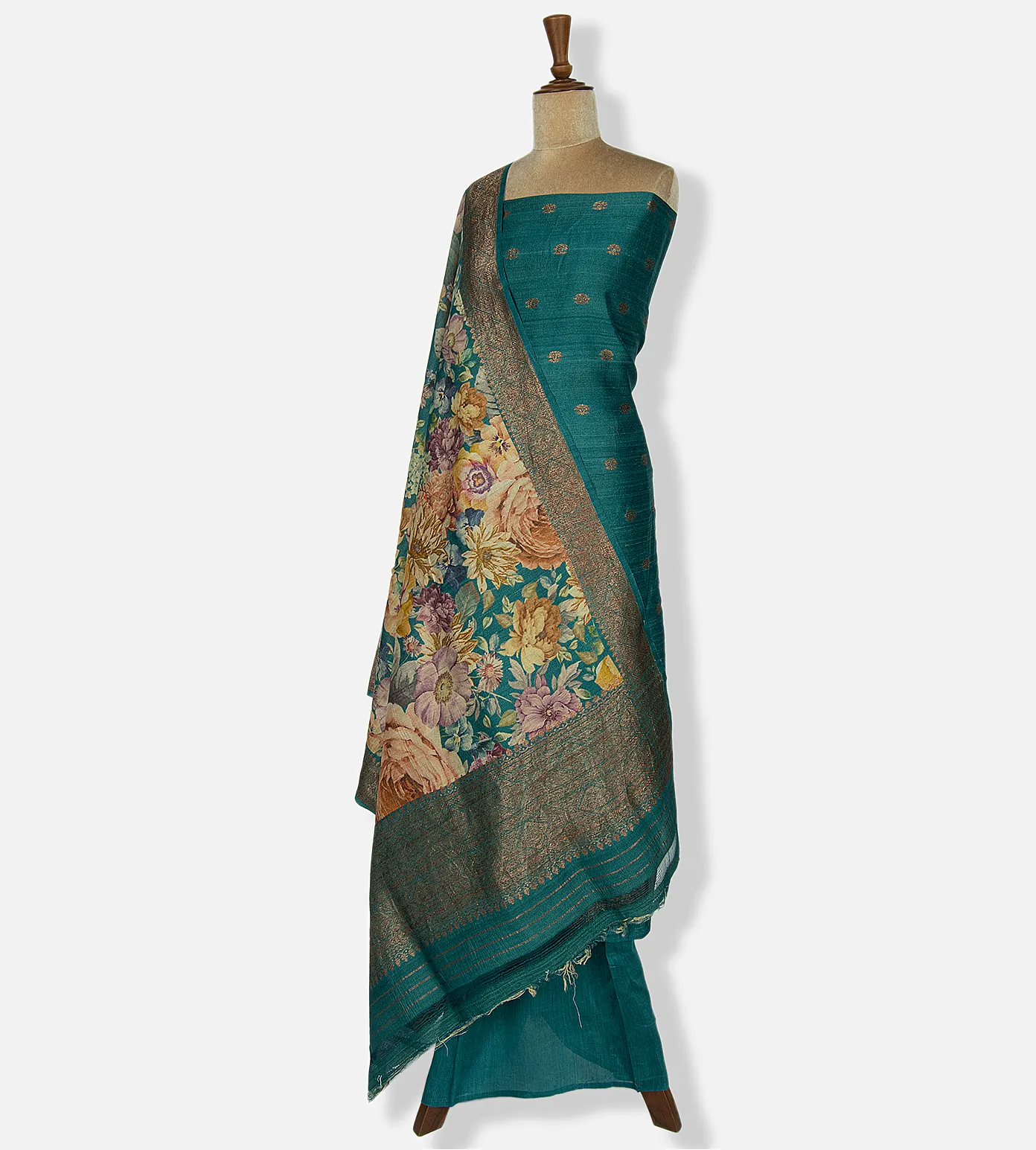Deep Teal Tussar Georgette  Salwar3
