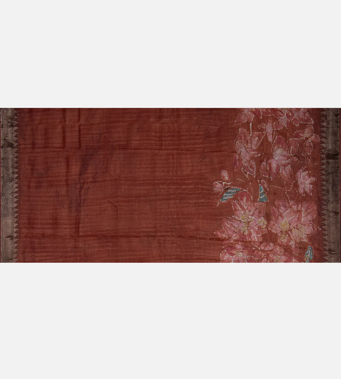 Rust Red Batik Tussar Saree4