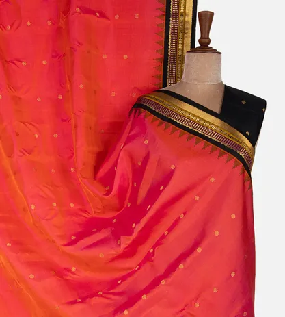 Pinkish Orange Gadwal Silk Saree1