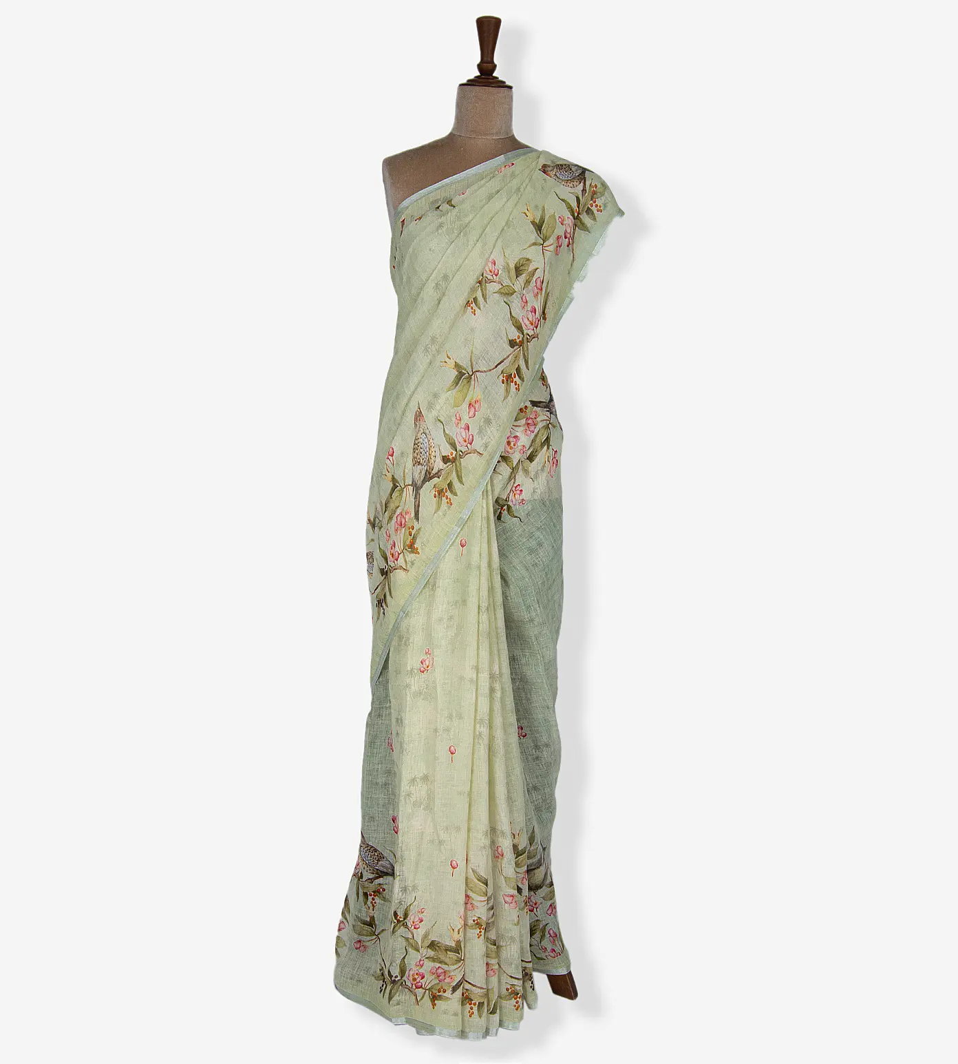 Green Linen Saree2