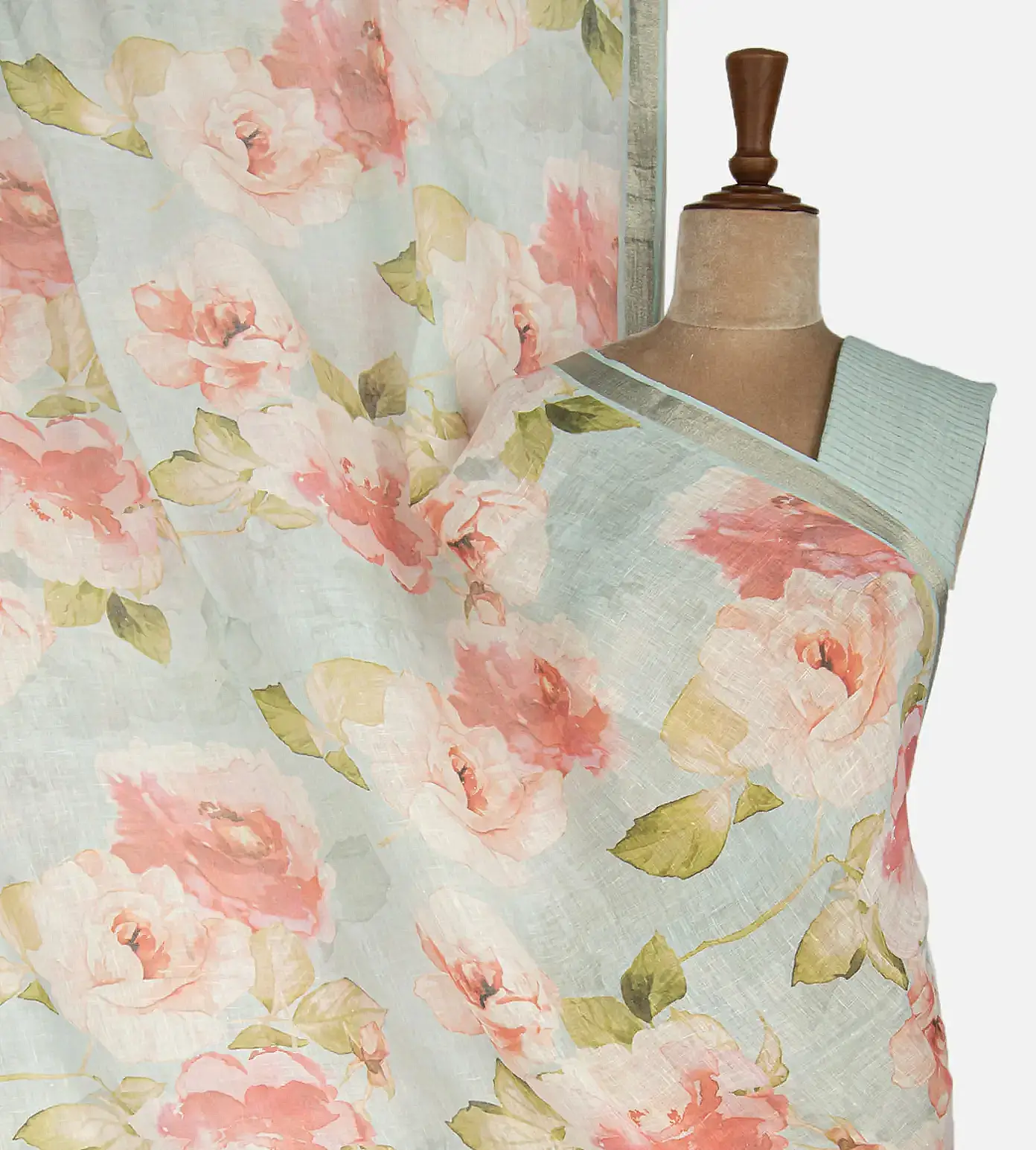 Pastel Blue Linen Saree1