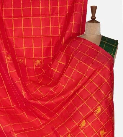 Pinkish Red Kanchipuram Silk Saree1