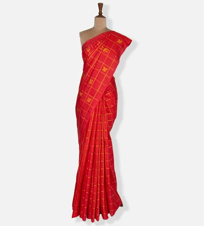 Pinkish Red Kanchipuram Silk Saree2