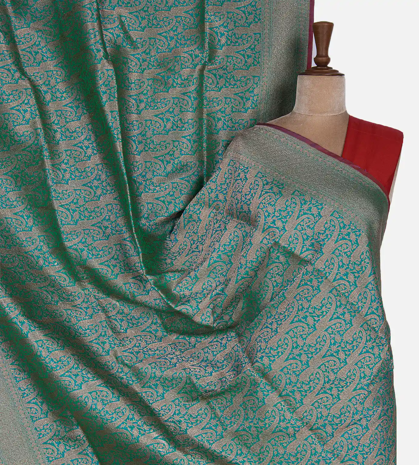 Peacock Blue Banarasi Silk Saree1