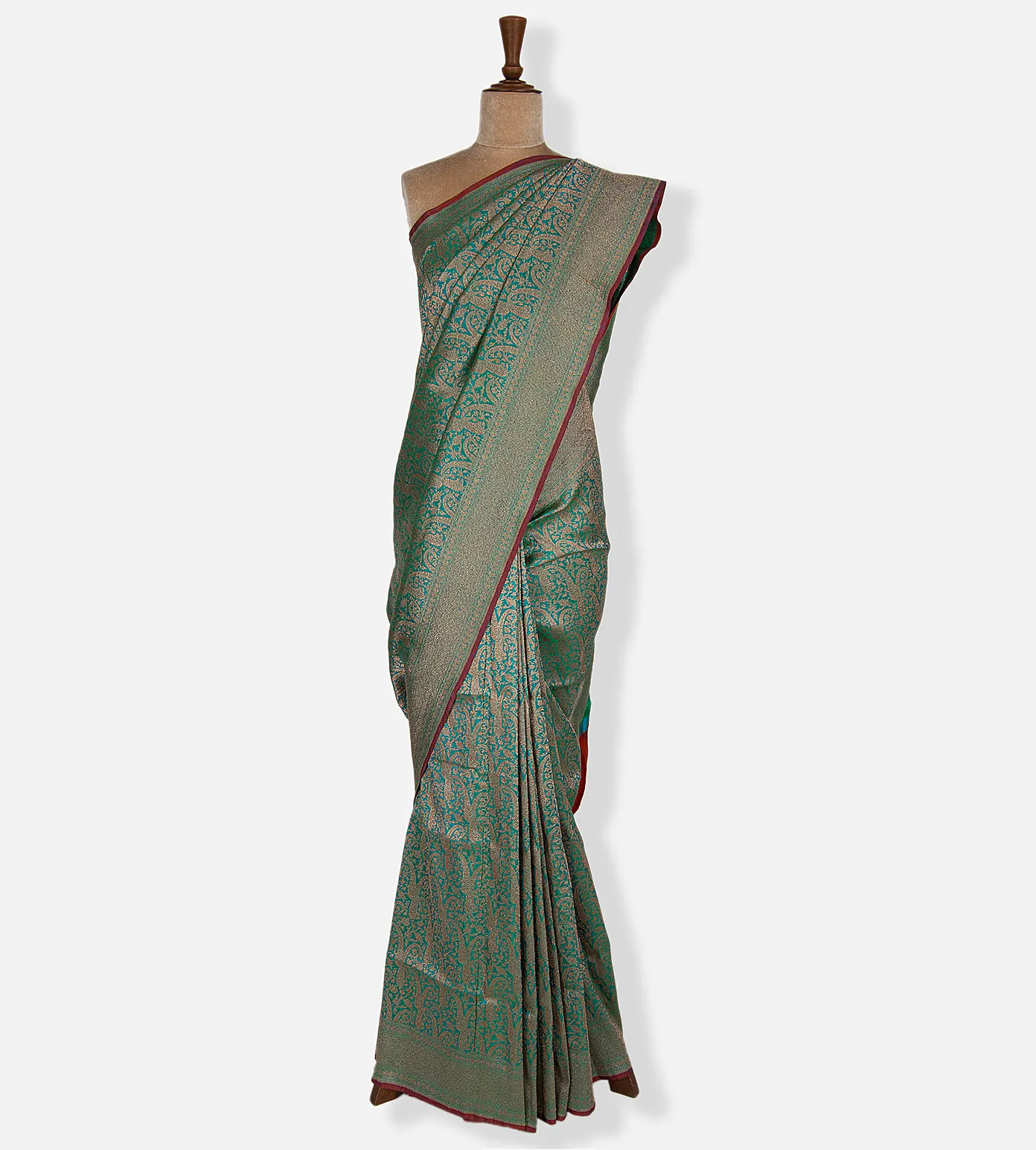 Peacock Blue Banarasi Silk Saree2