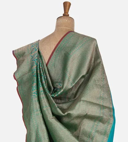 Peacock Blue Banarasi Silk Saree3