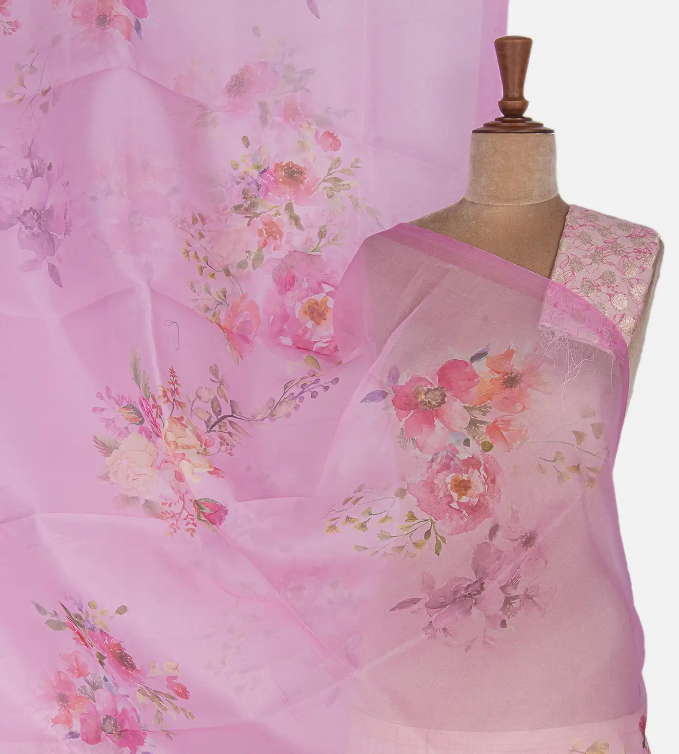Pastel Pink Organza Saree1
