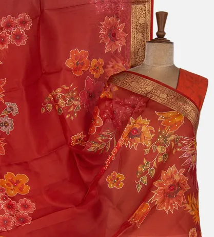 Red Organza Embroidery Saree1