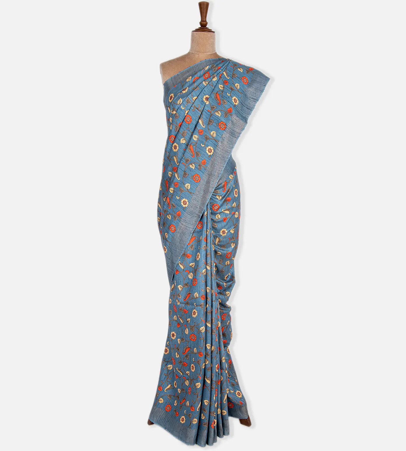 Blue Tussar Saree2
