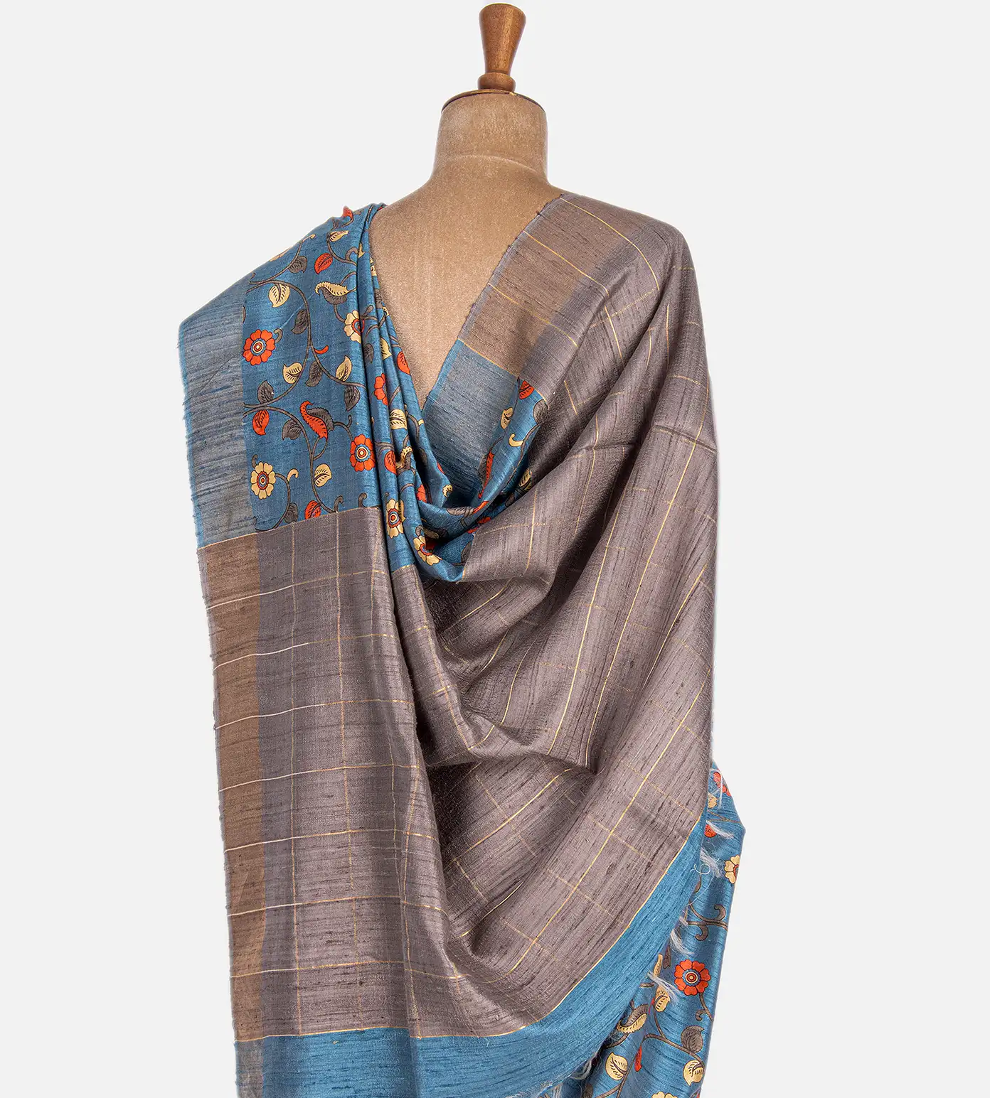 Blue Tussar Saree3