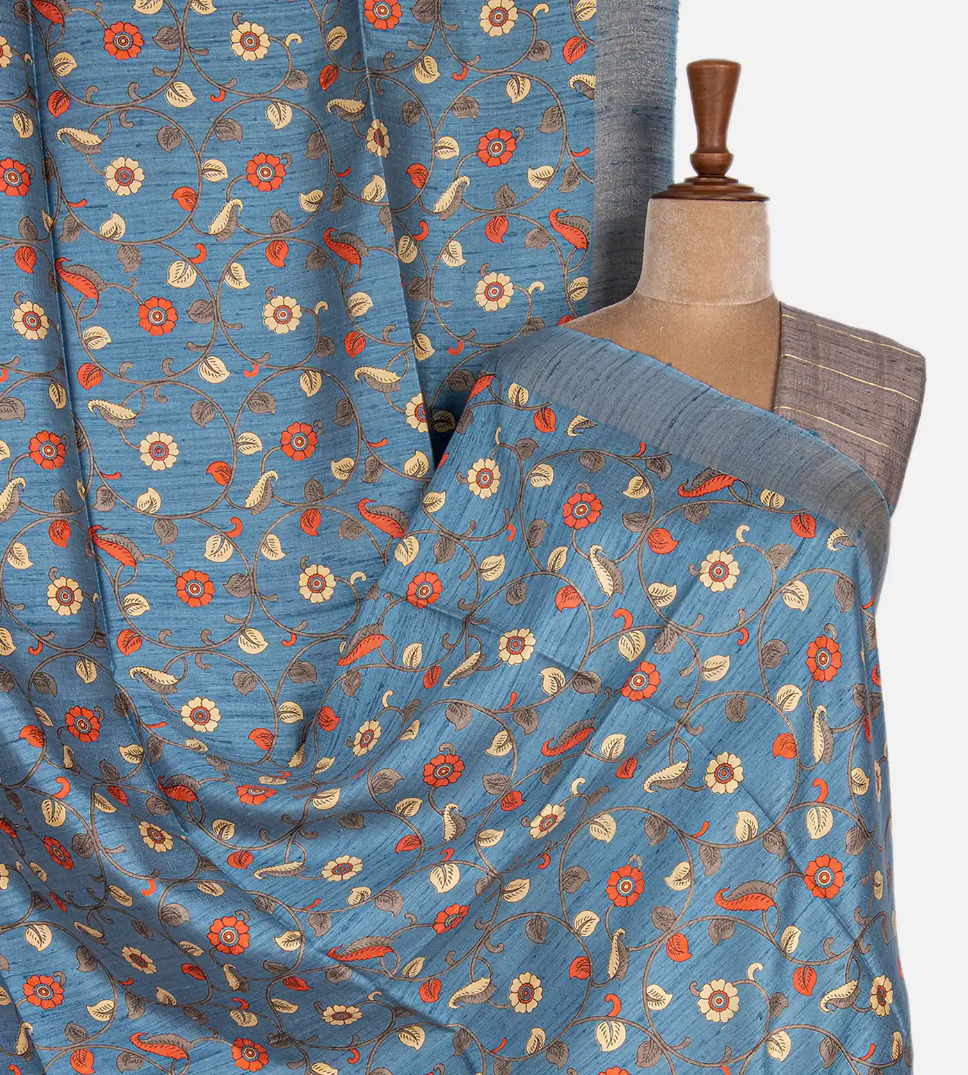 Blue Tussar Saree1