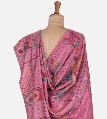 Pink Tussar Embroidery Saree3