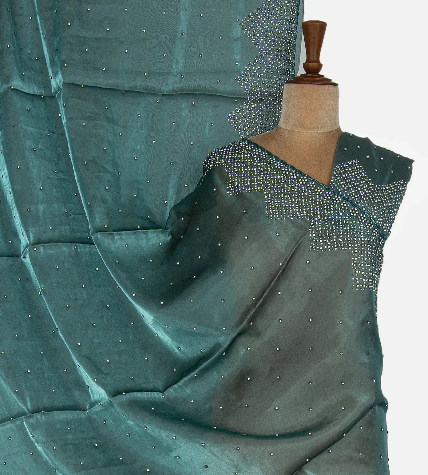 Emerald Green Tissue Organza  Saree1