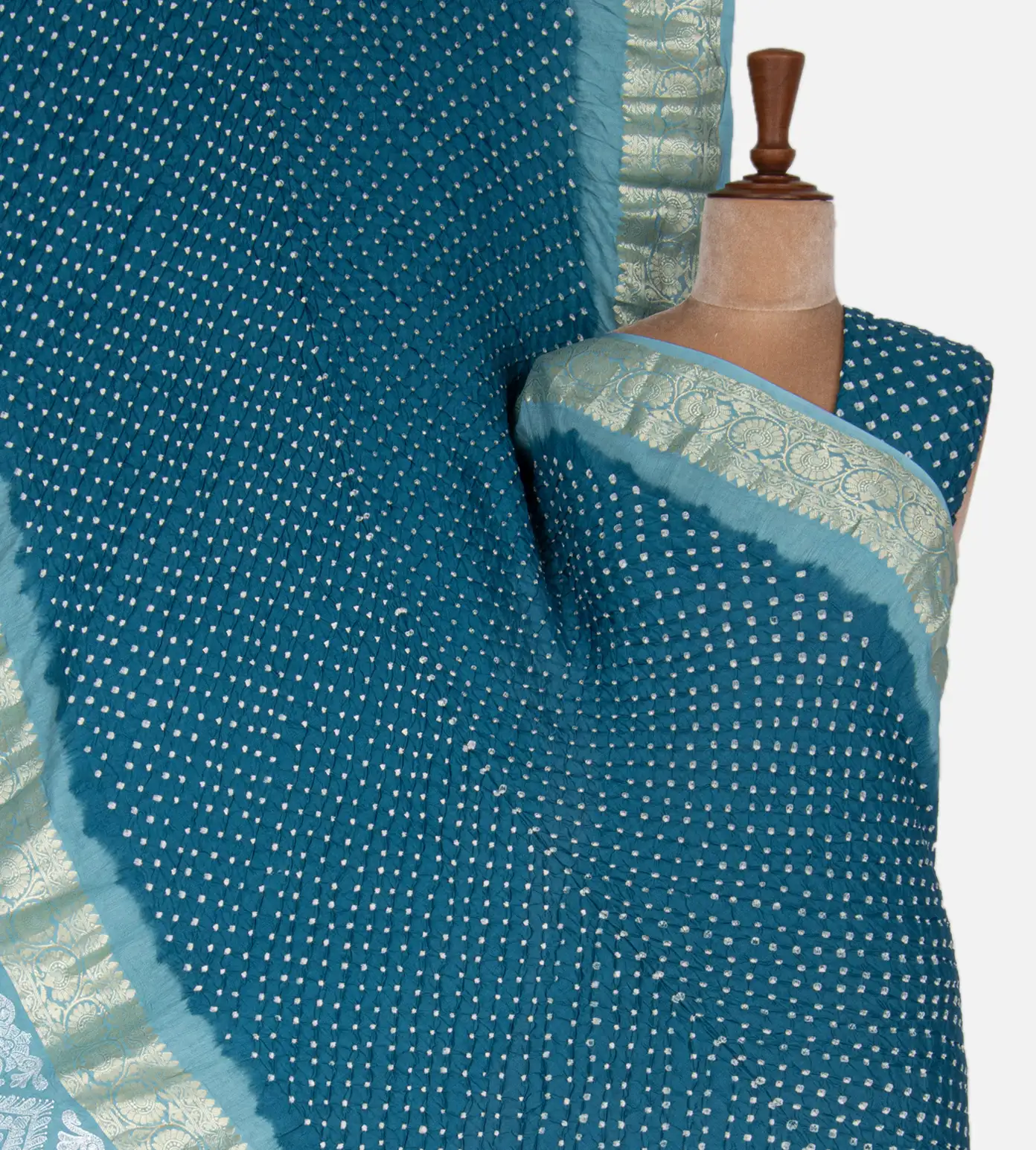 Blue Chaniya Bandhani Saree1