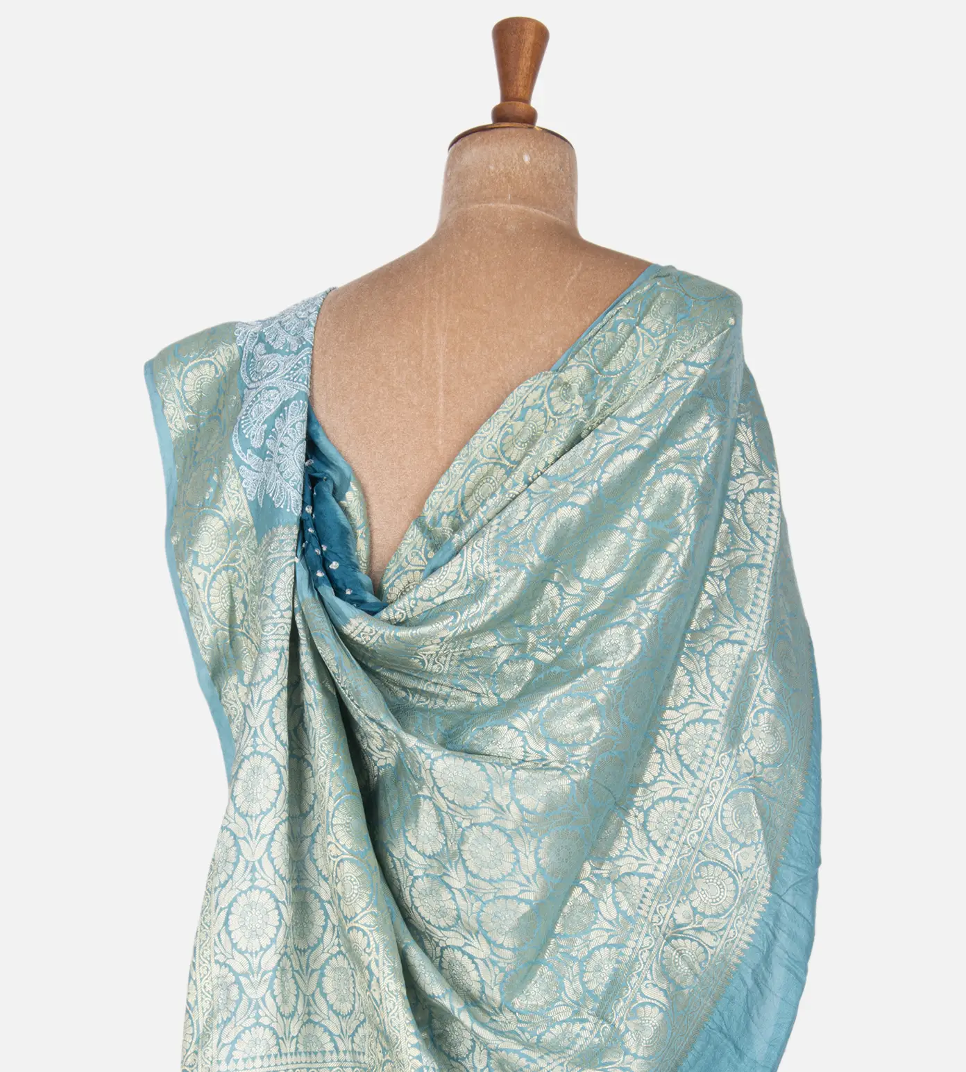 Blue Chaniya Bandhani Saree3