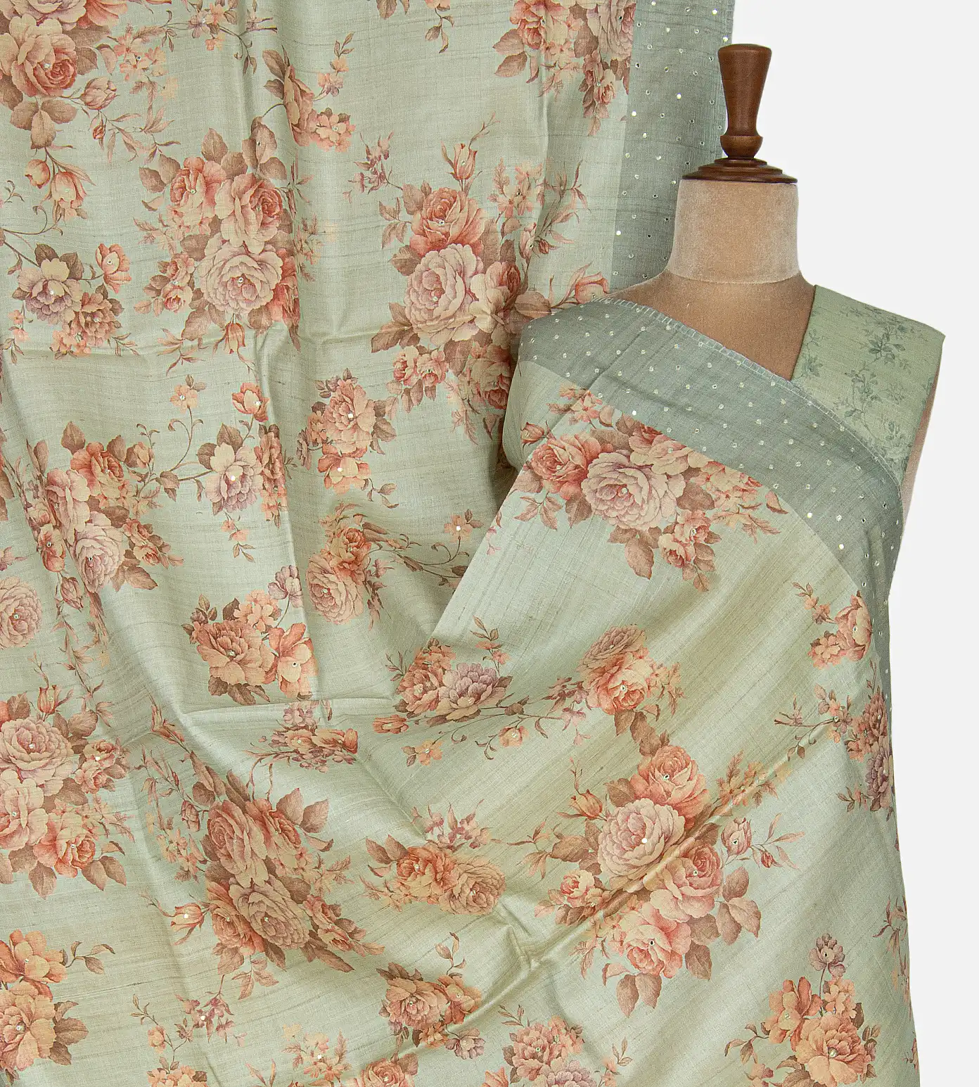 Pastel Green Tussar Saree1