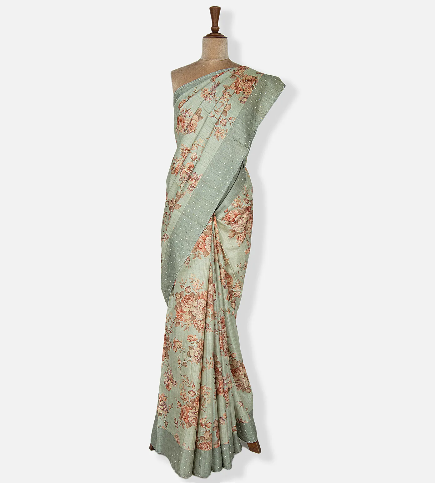 Pastel Green Tussar Saree2
