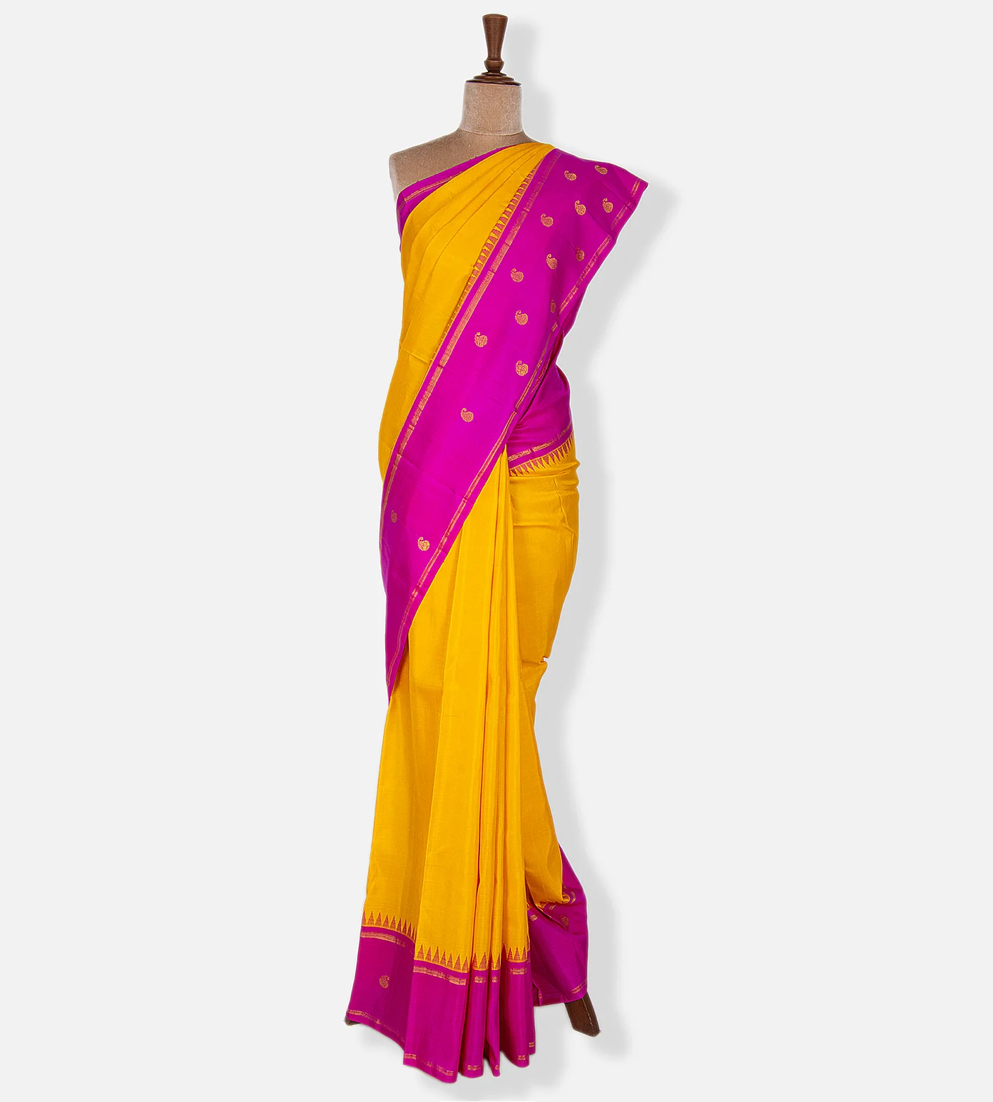 Yellow Kanchipuram Silk Saree2