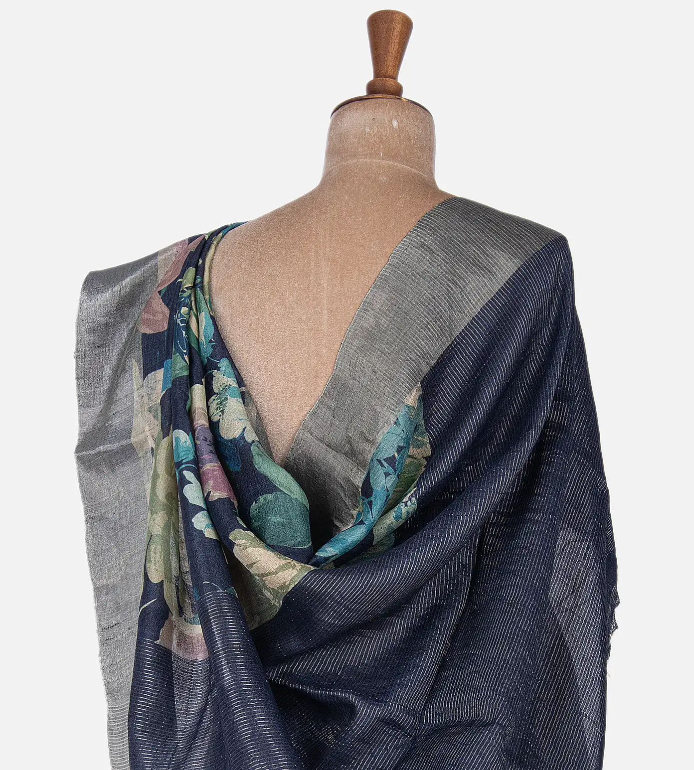 Deep Blue Tussar Saree3