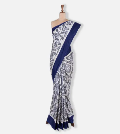 Off White Ikkat Silk Saree2