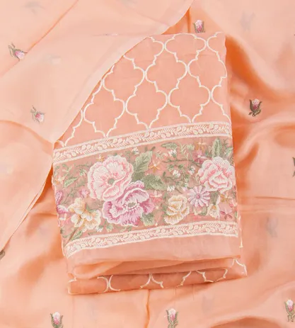 Peach Organza Embroidery Salwar1
