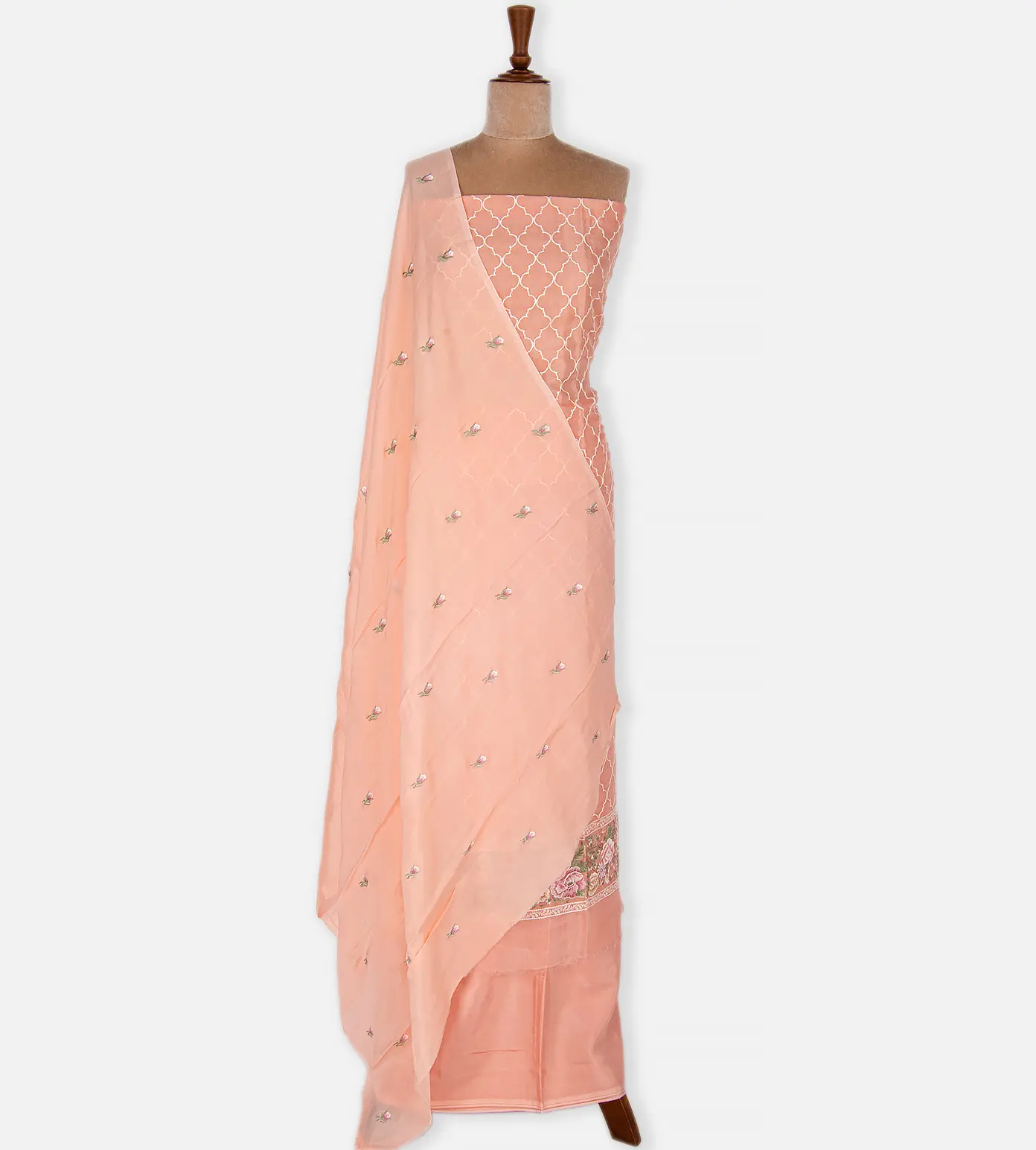 Peach Organza Embroidery Salwar2