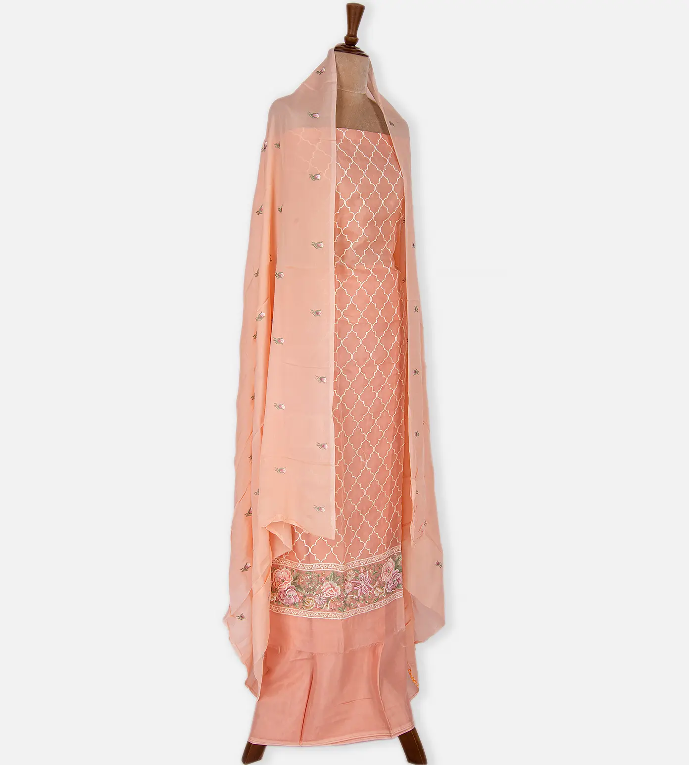 Peach Organza Embroidery Salwar3