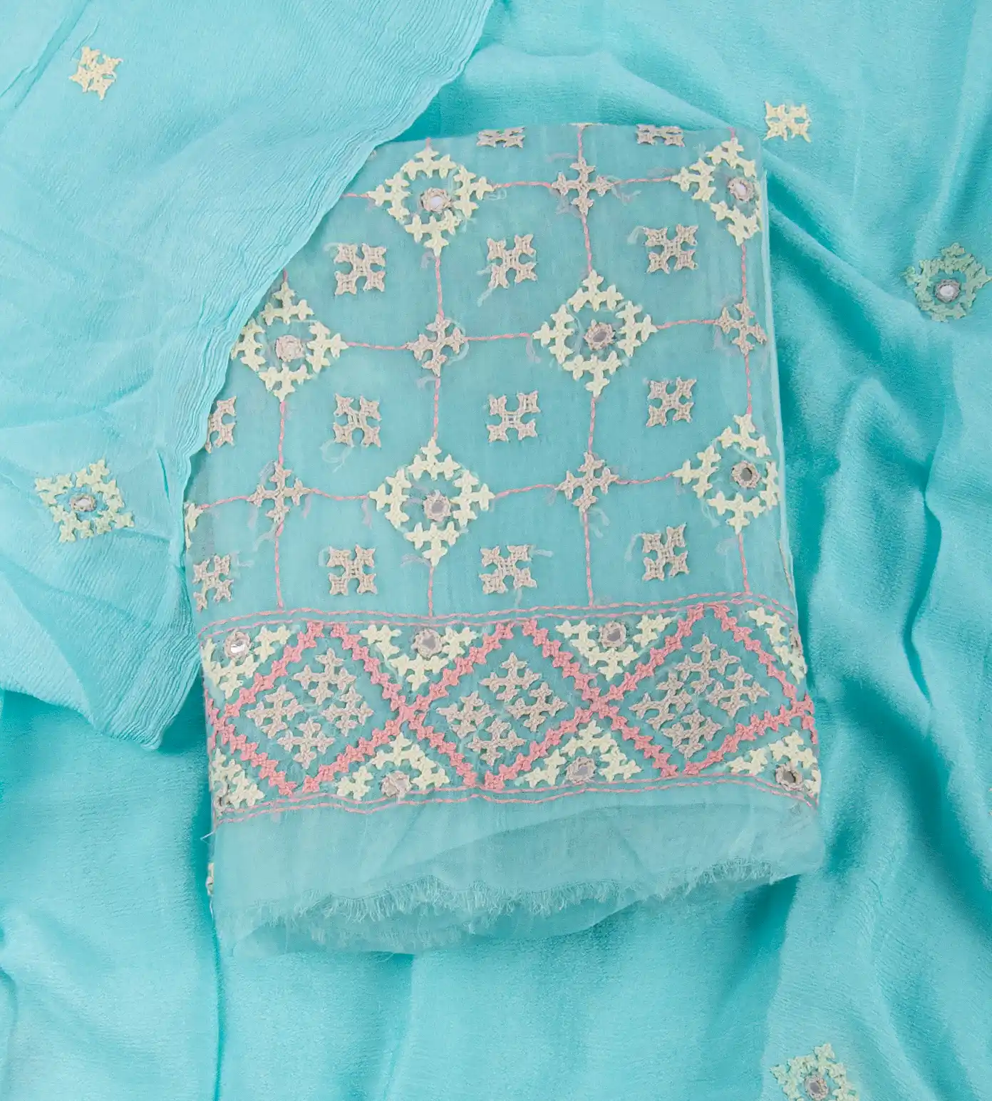 Blue Organza Embroidery Salwar1