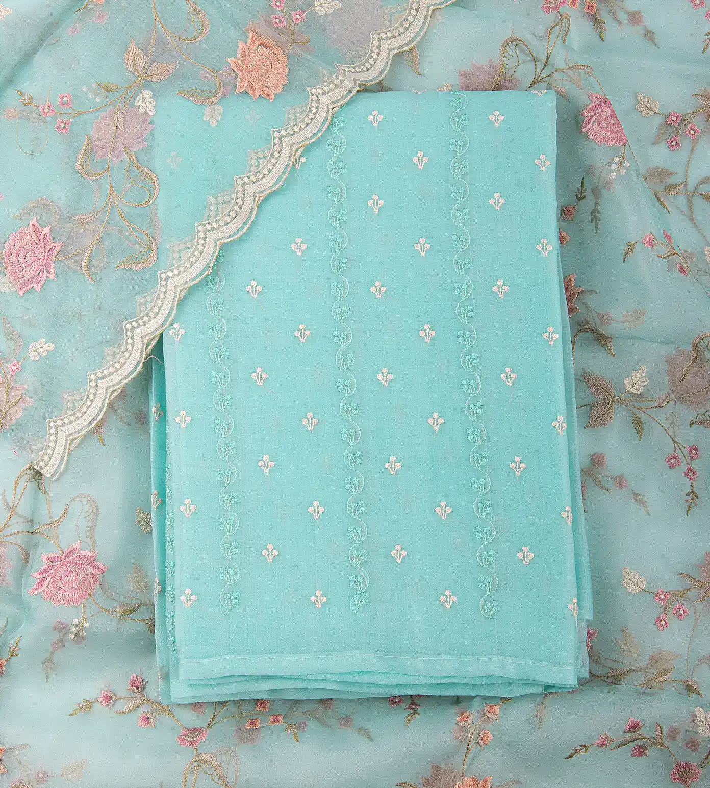 Light Blue Organza Embroidery Salwar1