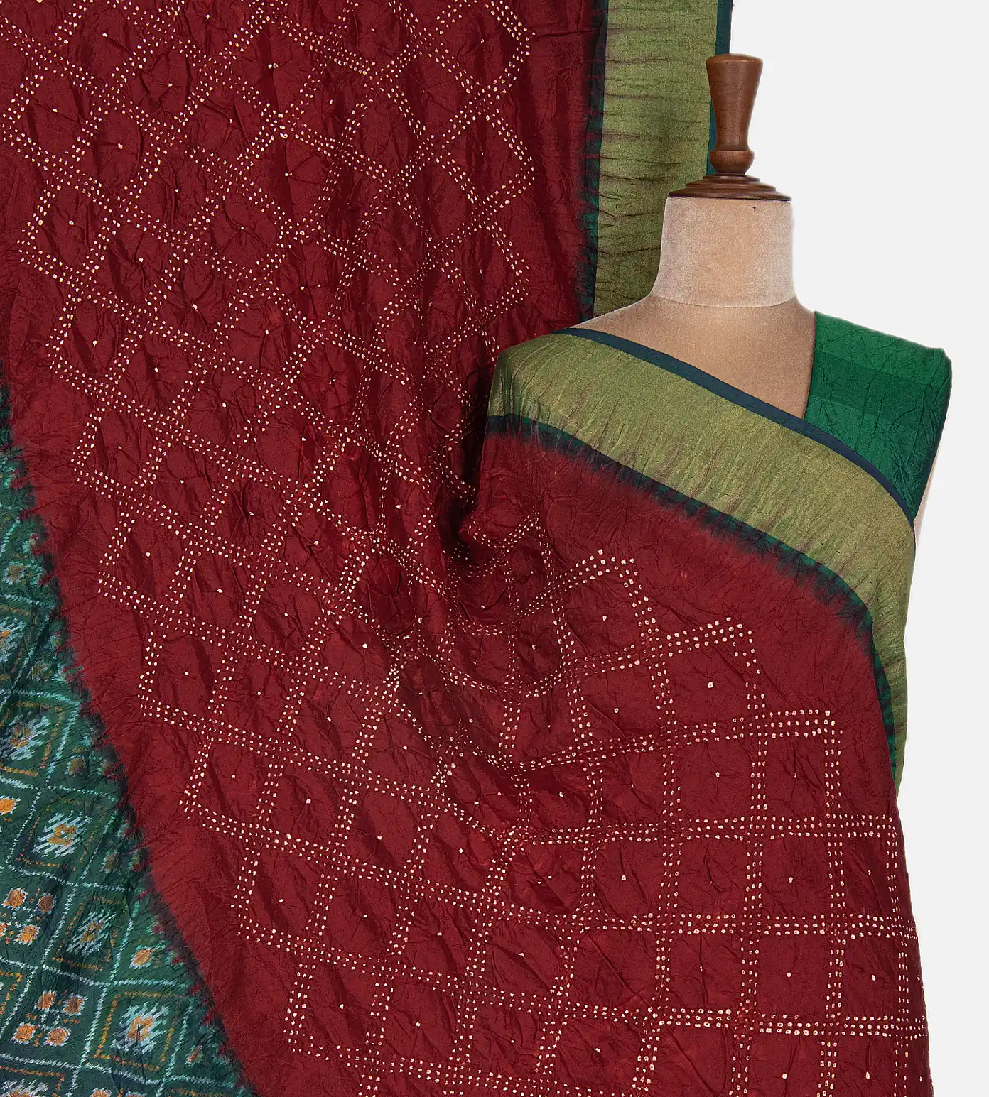 Maroon woven silk bandhani sarees bandhej - Vedant Vastram - 4233757