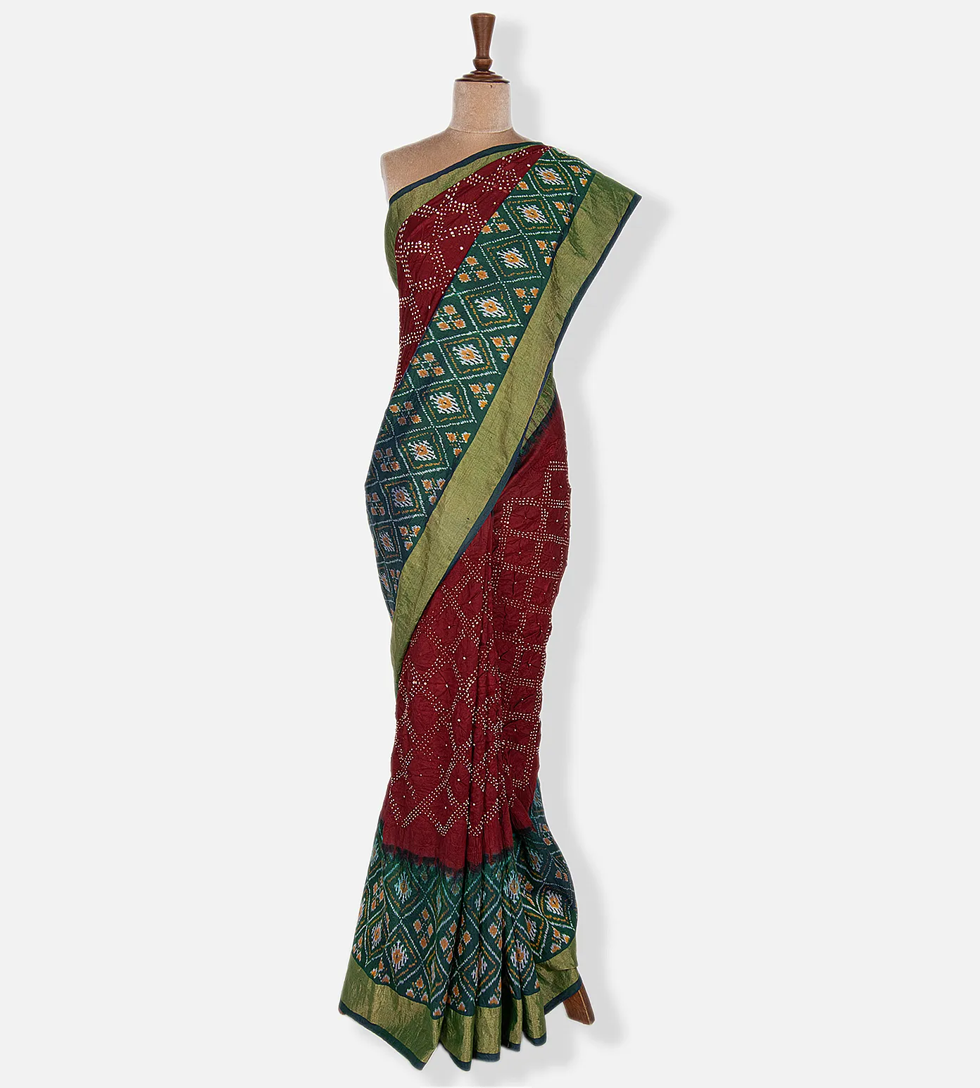 Maroon Bandhani Saree2