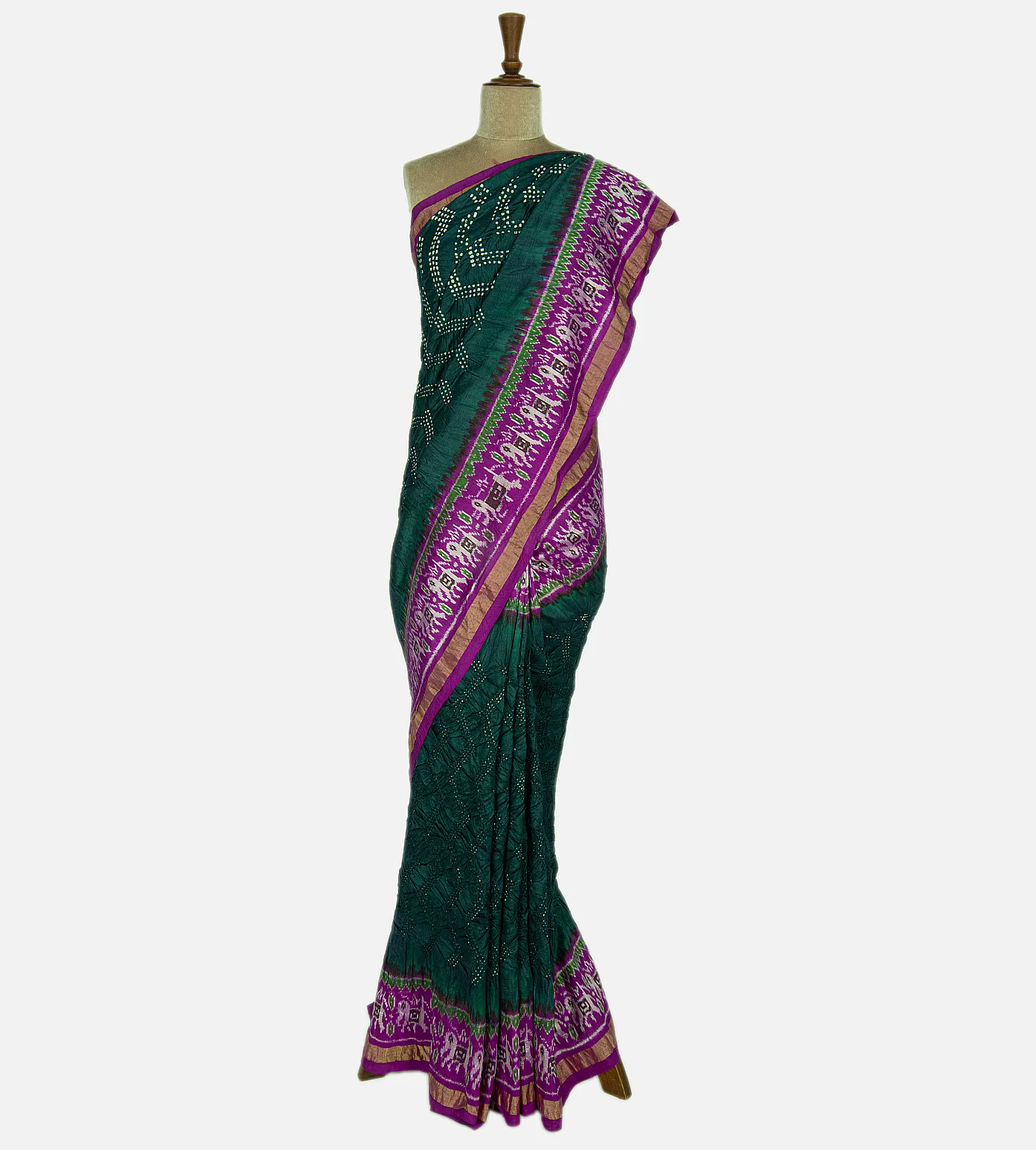 Emerald Green Bandhani Saree2