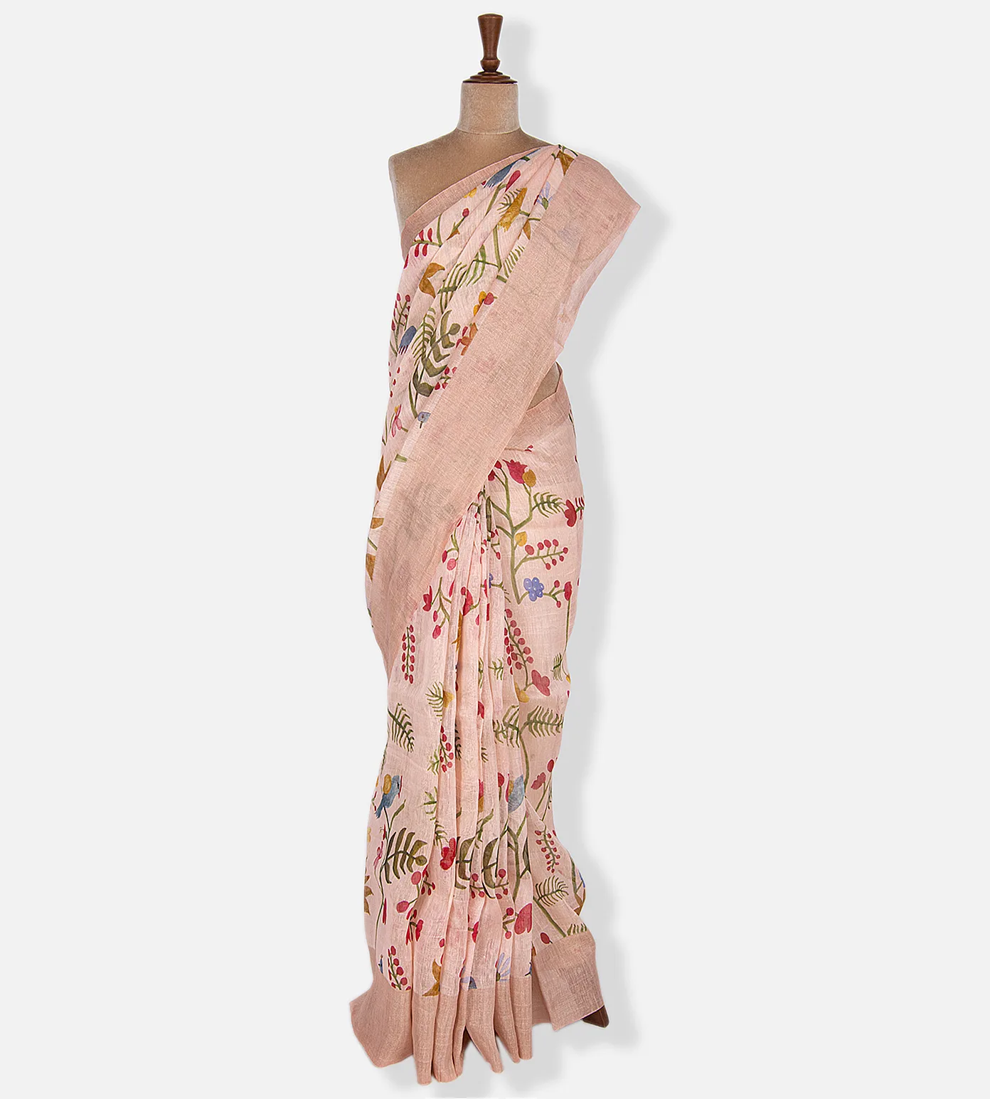 Peach Linen Saree2