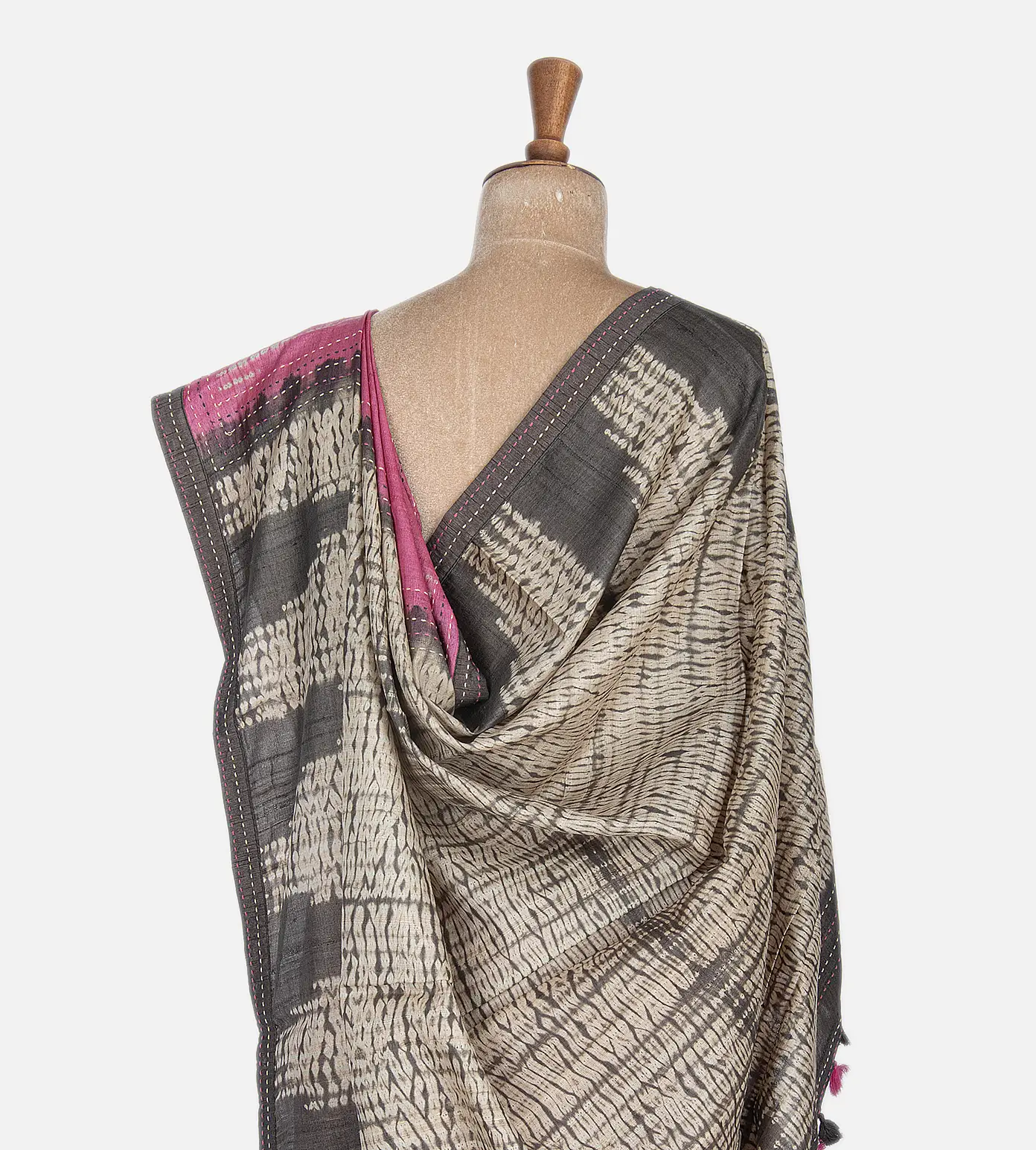 Pink Shibori Tussar Saree3