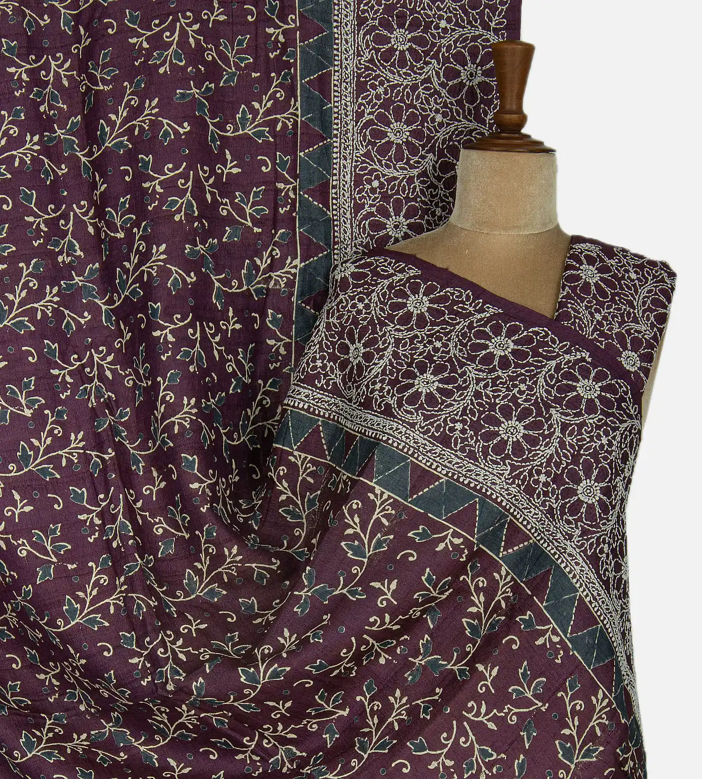 Aubergine Purple Tussar Saree1