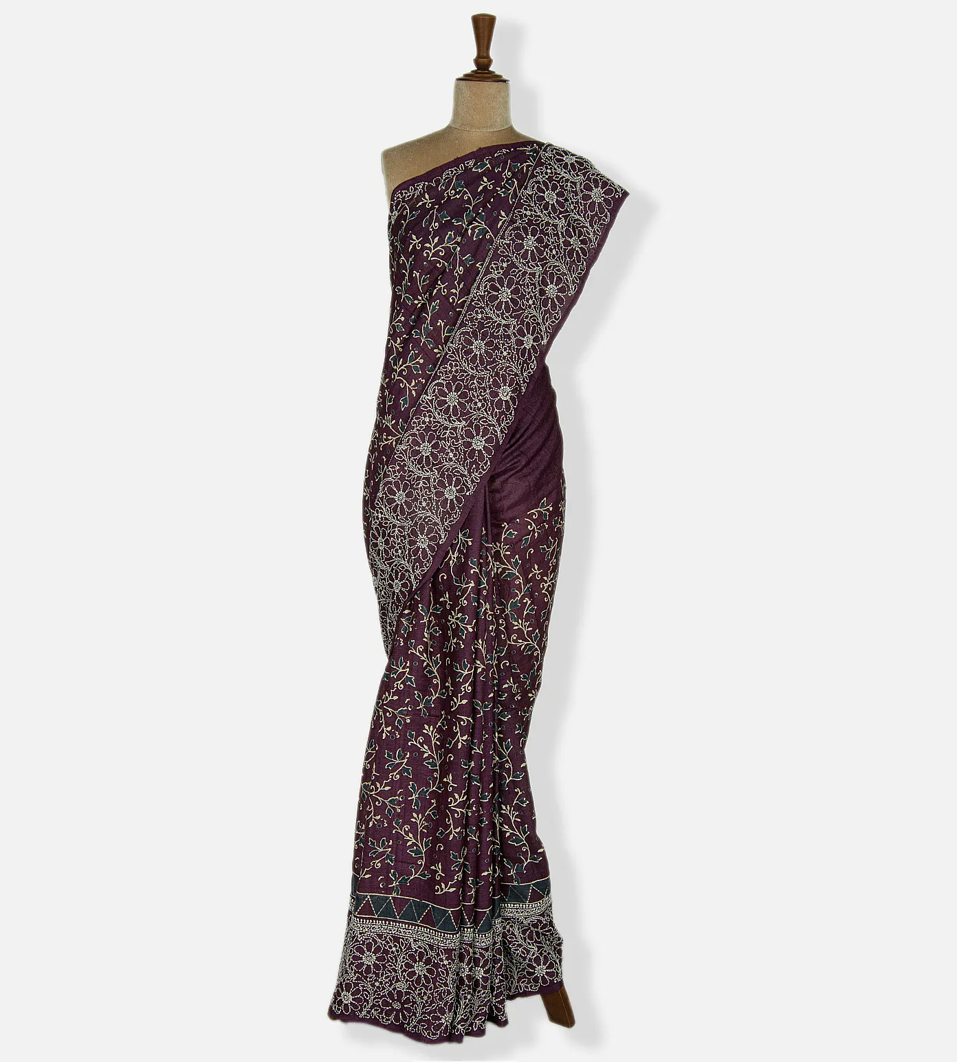 Aubergine Purple Tussar Saree2