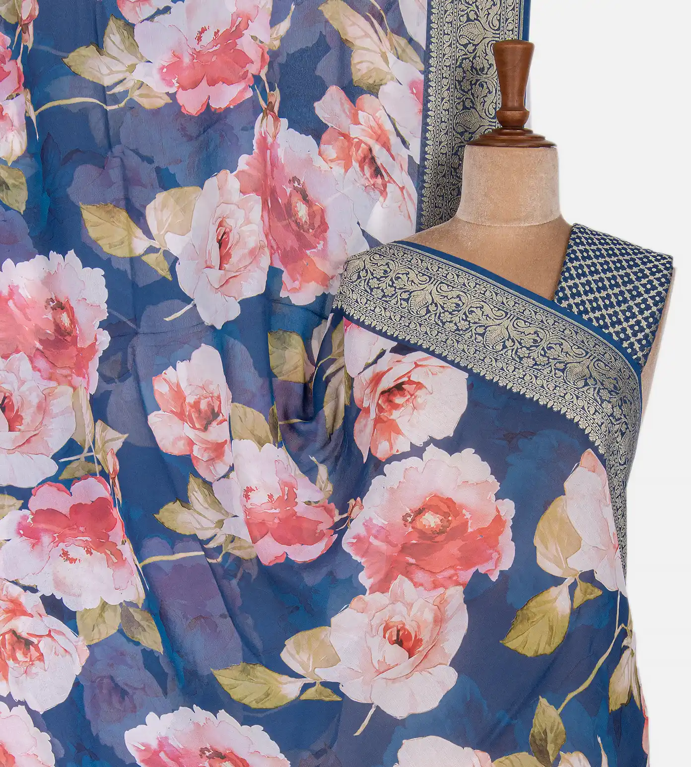 Blue Banarasi Georgette Saree1