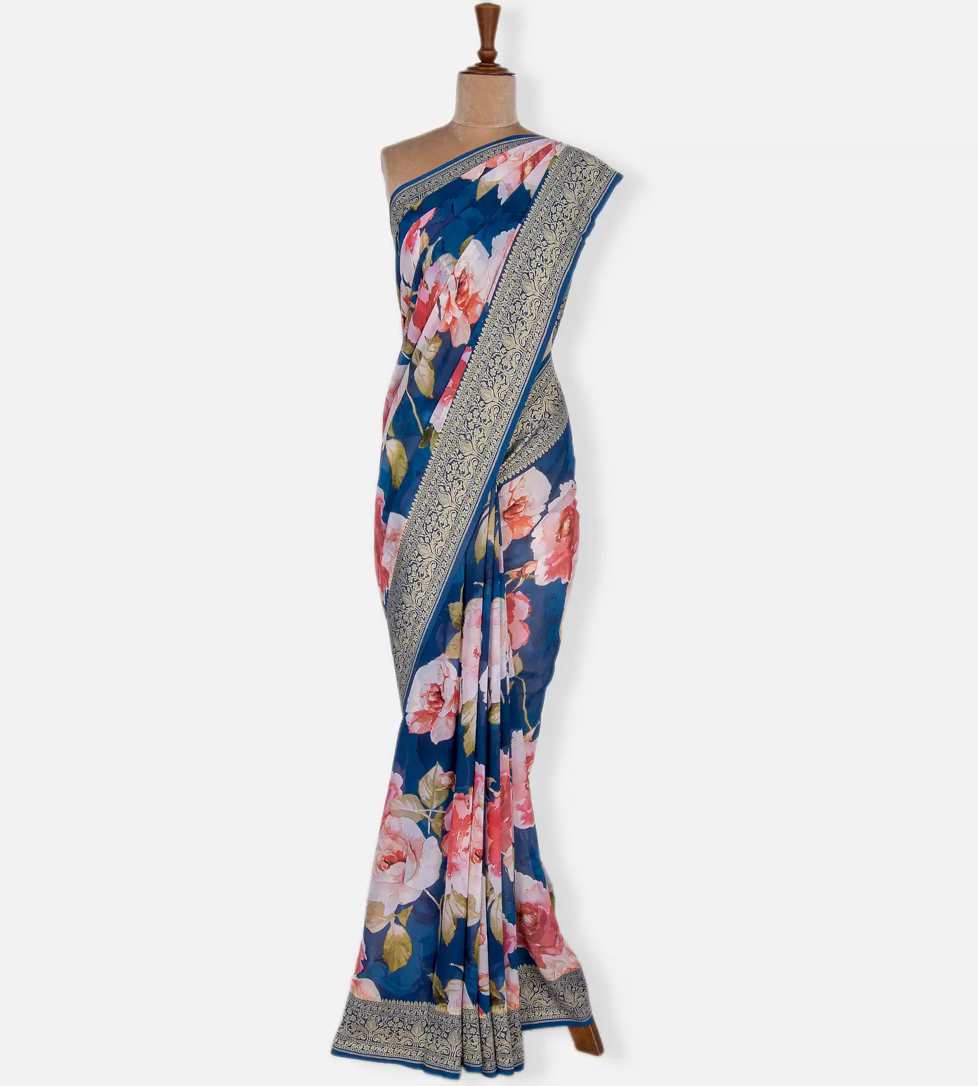 Blue Banarasi Georgette Saree2