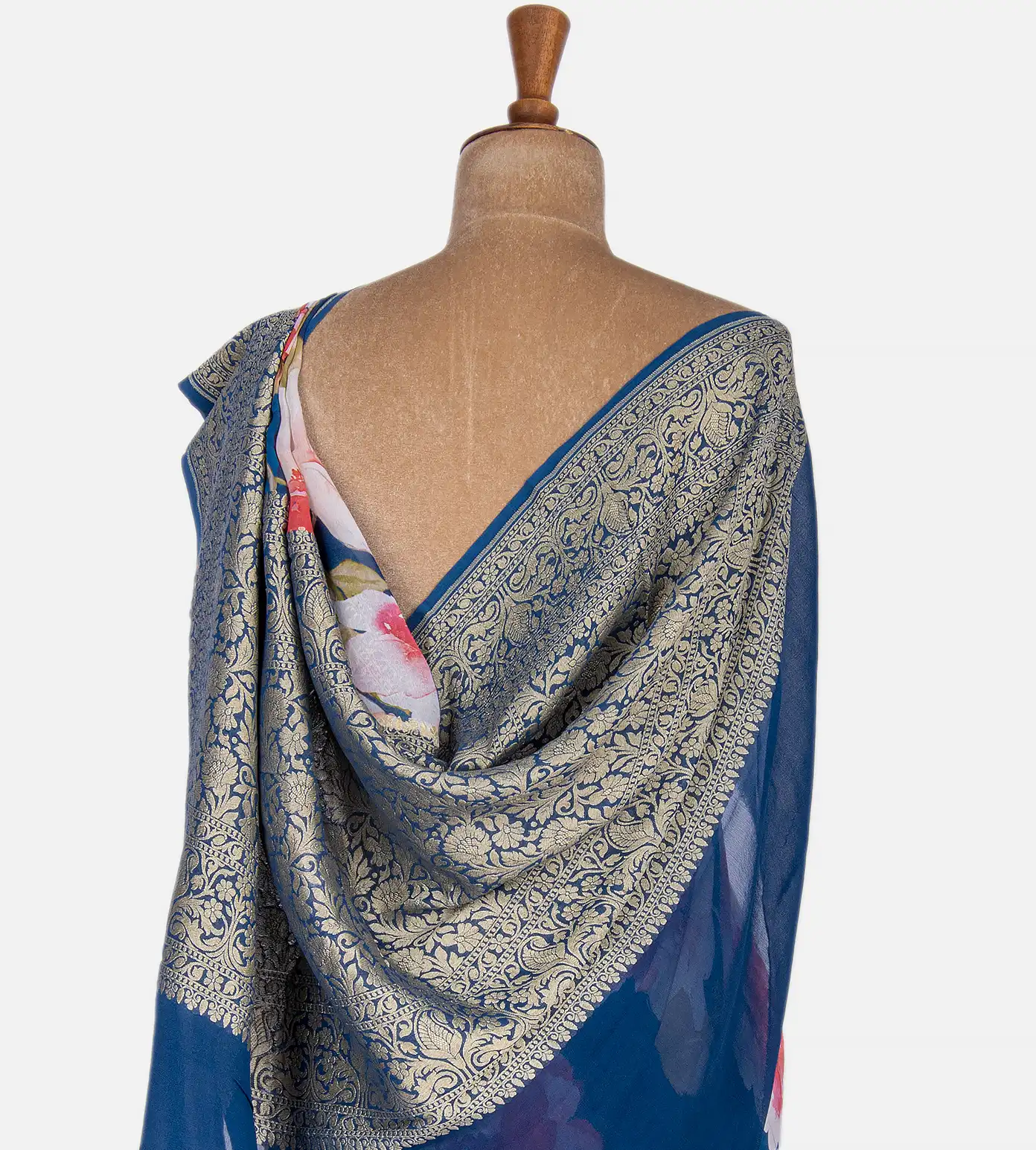 Blue Banarasi Georgette Saree3